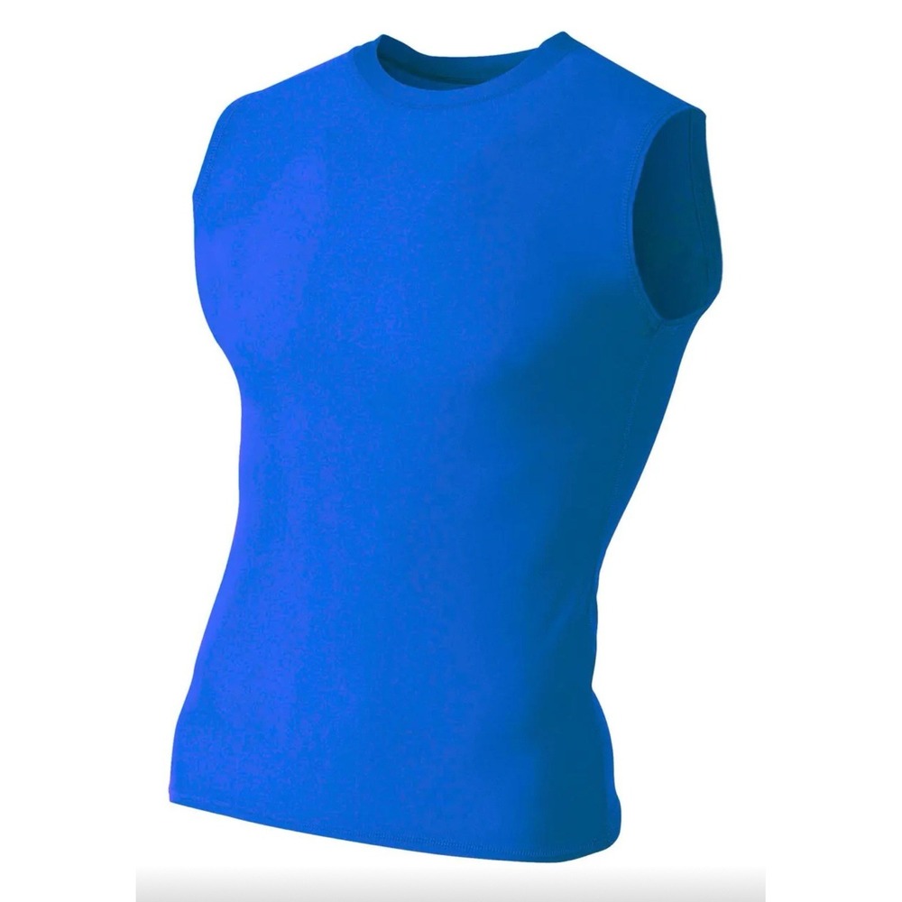 NEW A4‎ N2306 Men's Sleeveless Compression Muscle T-Shirt SZ S Royal Blue